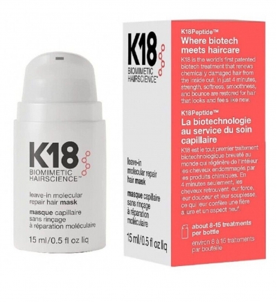 k18 leave-in molecular repair hair mask 15ml