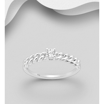 925 Sterling Silver Weave Solitaire Ring